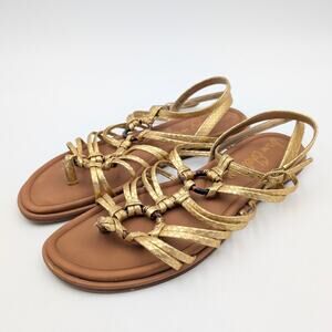 Sam Edelman Raye Strappy Flat Sandals Open Toe Women's Gold Size US9 EU40